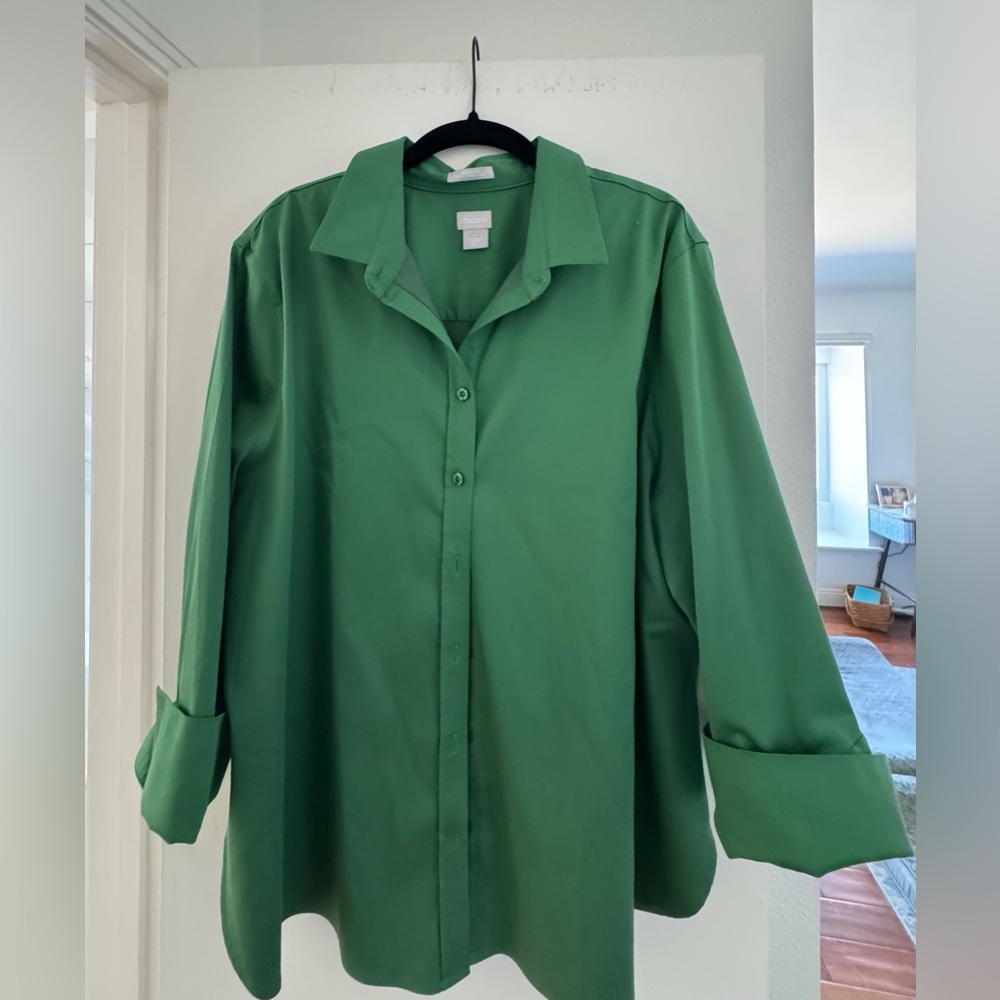 Chico's Green Button Down Shirt